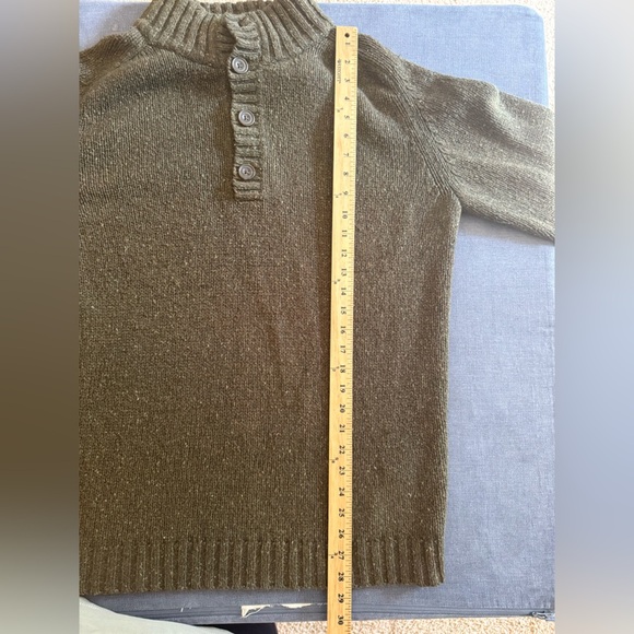 VTG Eddie Bauer Wool Blend Knit Pullover Henley Sweater Men’s SZ L Tall Green - Picture 7 of 7